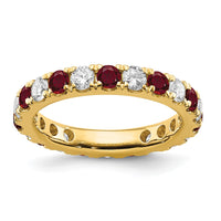 14k 1 1/5ct Lab Grown Diamond VS/SI+ G+ & Cr Ruby Size 7 Eternity Band