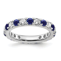 14kw 1ct Lab Grown Diamond VS/SI+ G+ & Cr Sapphire Size 4 Eternity Band