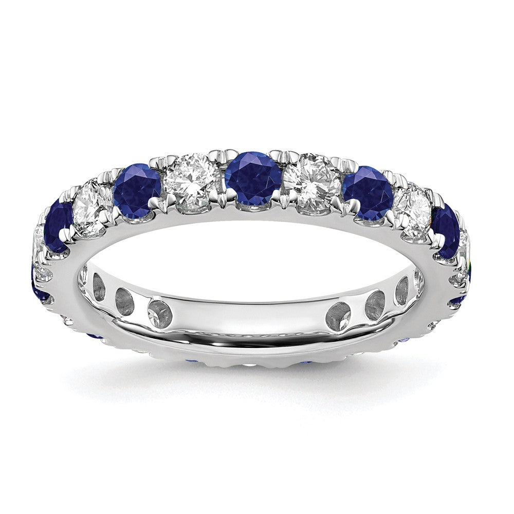 14kw 1ct Lab Grown Diamond VS/SI+ G+ & Cr Sapphire Size 6.5 Eternity Band