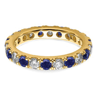 14k 1ct Lab Grown Diamond VS/SI+ G+ & Cr Sapphire Size 6 Eternity Band