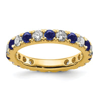 14k 1ct Lab Grown Diamond VS/SI+ G+ & Cr Sapphire Size 5.5 Eternity Band