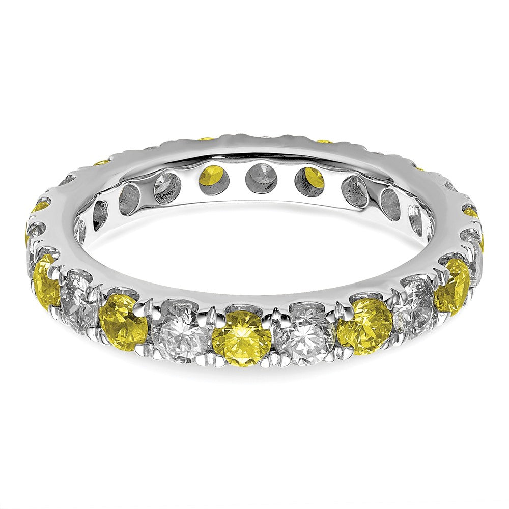 14kw 1 1/5ct Lab Grown Dia VS/SI+ G+ & Cr Yellow Sapphire Eternity Band