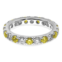 14kw 1 1/5ct Lab Grown Dia VS/SI+ G+ & Cr Yellow Sapphire Eternity Band