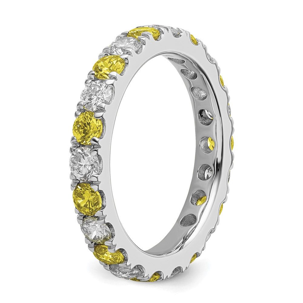 14kw 1 1/5ct Lab Grown Dia VS/SI+ G+ & Cr Yellow Sapphire Eternity Band