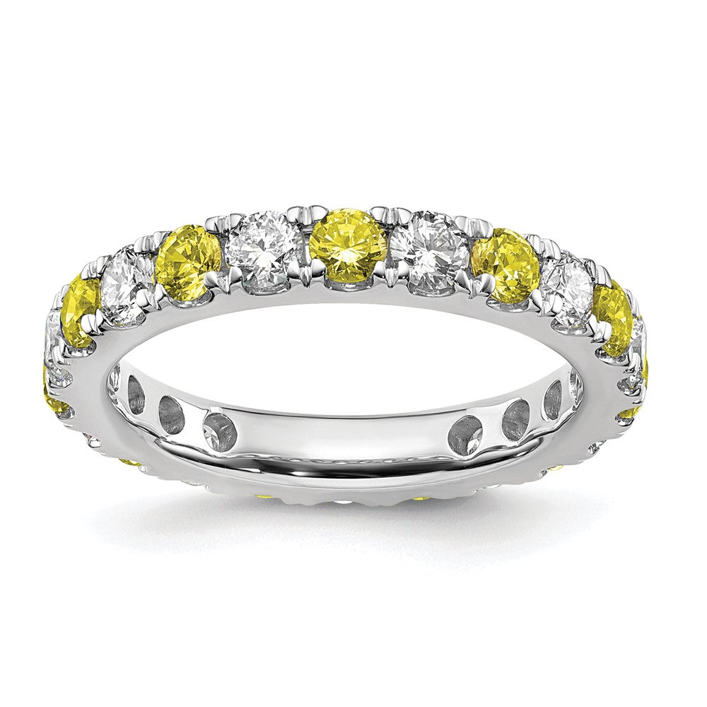 14kw 1ct Lab Grown Dia VS/SI+ G+ & Cr Yellow Sapphire Size 5 Eternity Band