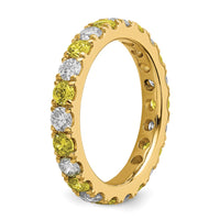 14k 1 1/5ct Lab Grown Dia VS/SI+ G+ & Cr Yellow Sapphire Comp Eternity Band