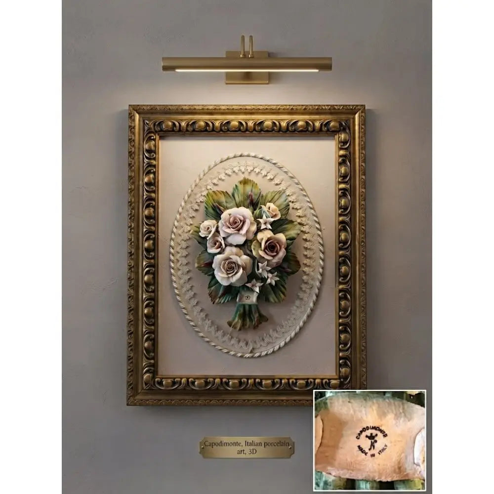 Exquisite Italian Capodimonte 3D Porcelain Floral Bouquet, 24" Height x 18" Width