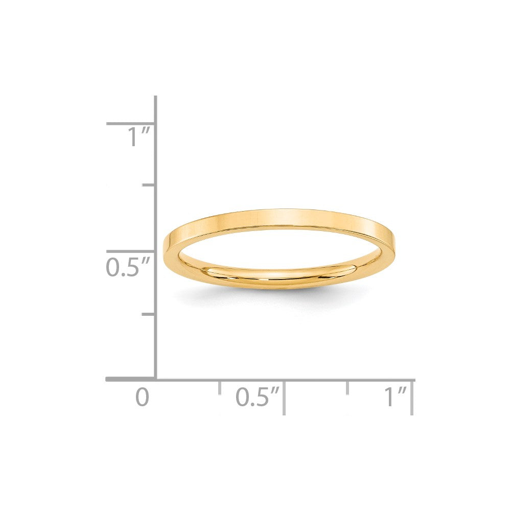 14KY 2mm Standard Flat Comfort Fit Band Size 7.5