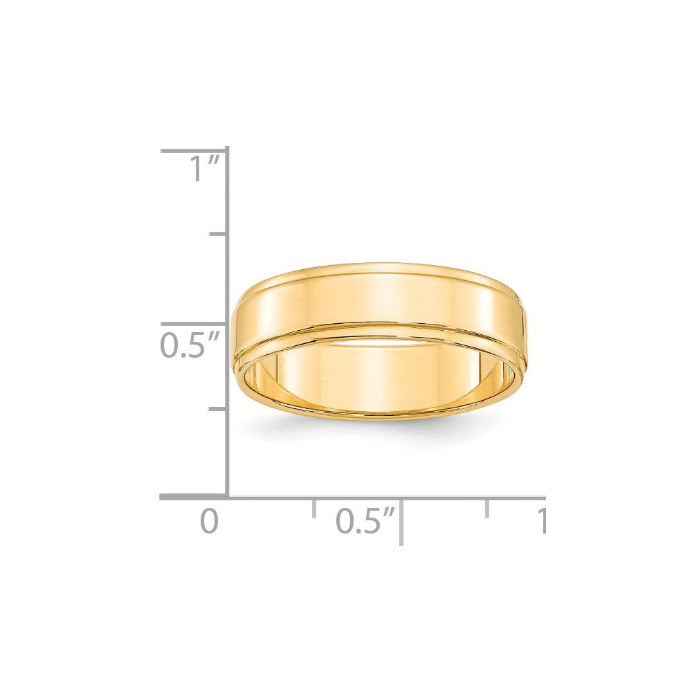 14KY 6mm Flat with Step Edge Band Size 14