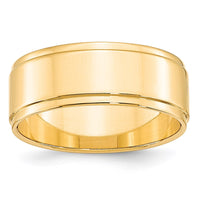 14KY 8mm Flat with Step Edge Band Size 10