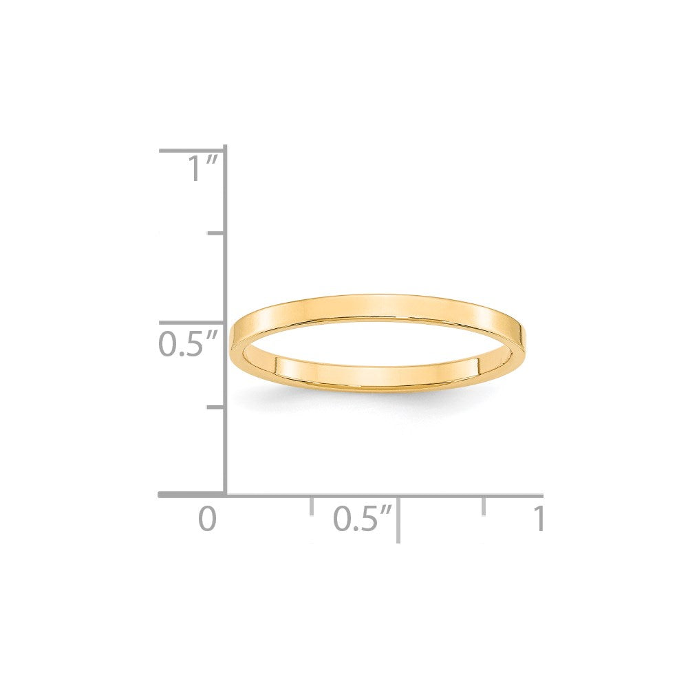 14KY 2mm LTW Flat Band Size 14