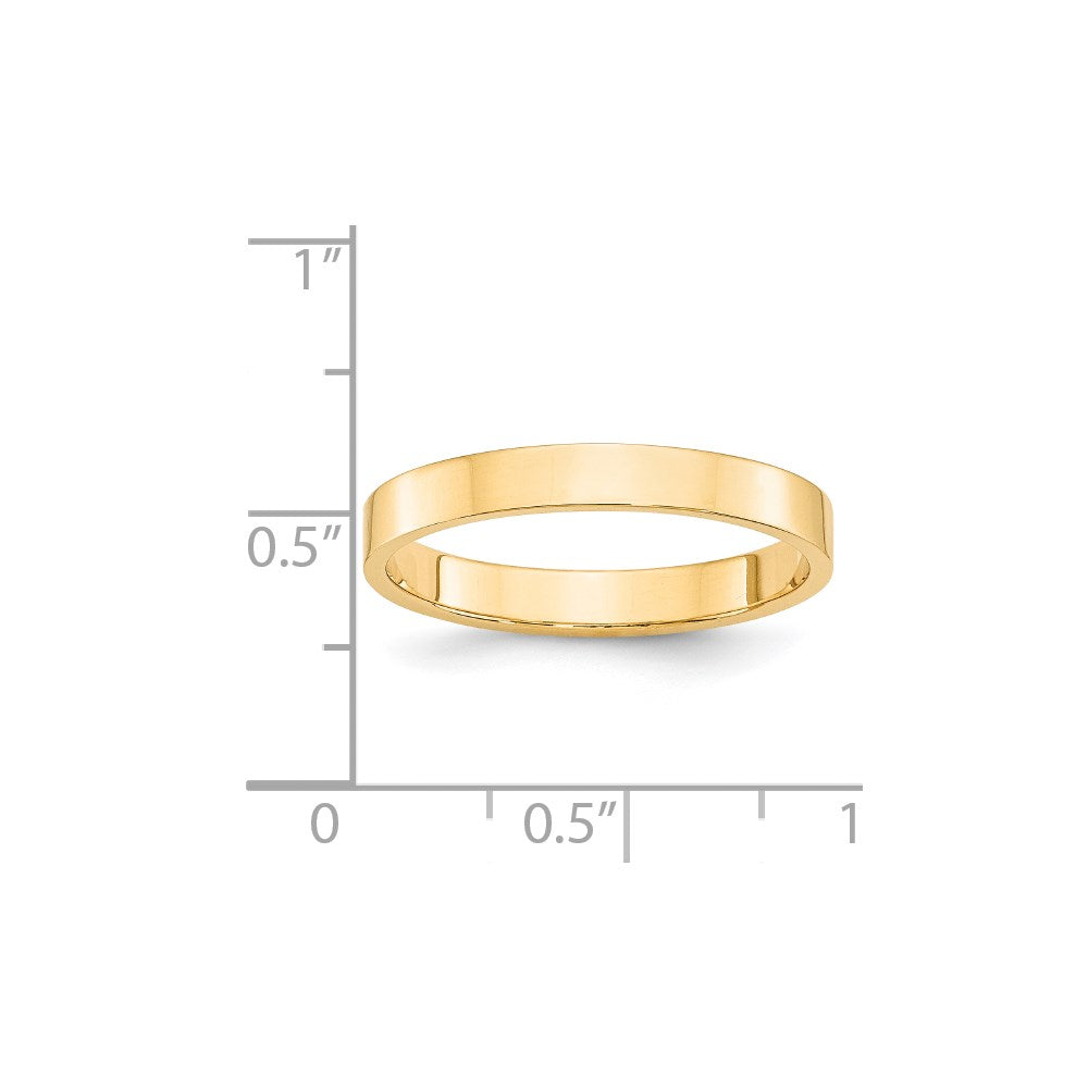 14KY 3mm LTW Flat Band Size 8.5