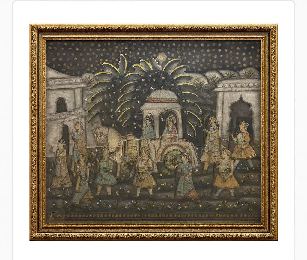 Framed oil painting with still life of fruit. Approx. 18" x 22"