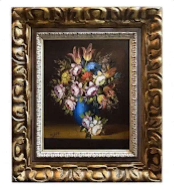 Ornate Urn Table Lamp, Traditional lamp with a crackled finish body, ornate metal base, and a shade still in protective plastic.Approx. 29" x 19"