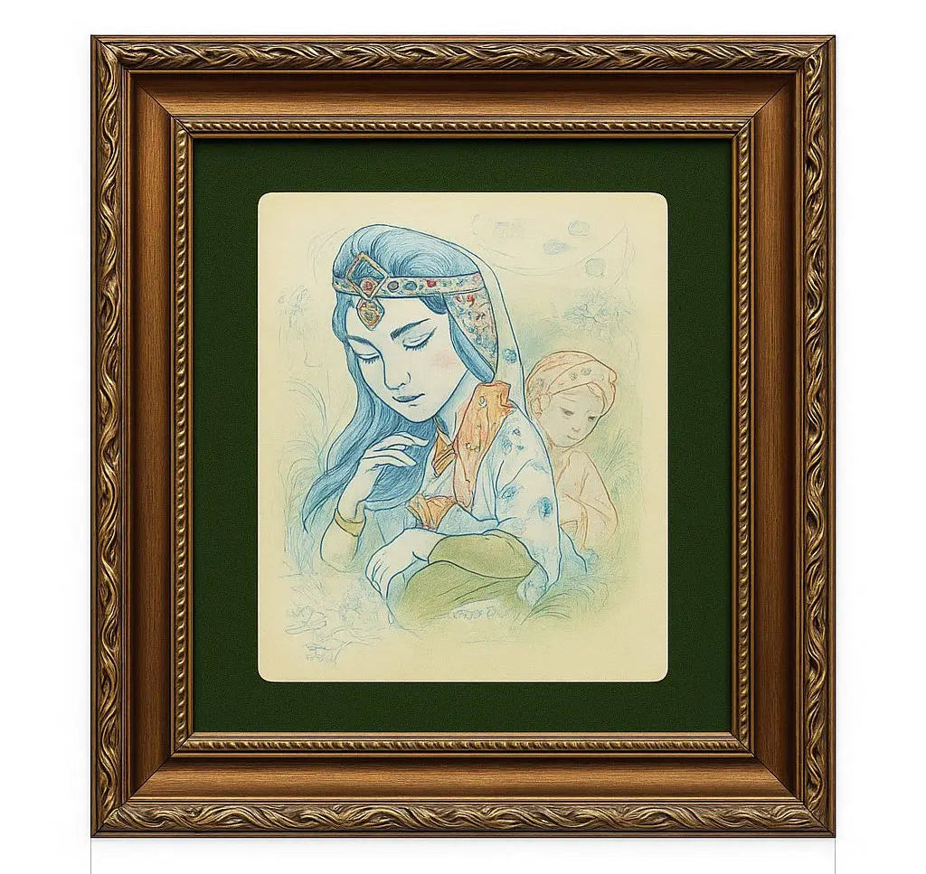 Painting of two apples on dark background in a gold ornate frame Approx. 14" x 16"