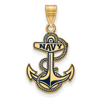 Sterling Silver Gold-pltd LogoArt US Naval Academy Lg Enamel Pendant