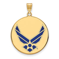 Sterling Silver Gold-pltd LogoArt U.S. Air Force XL Enamel Disc Pendant