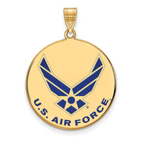 Sterling Silver Gold-pltd LogoArt U.S. Air Force XL Enamel Disc Pendant