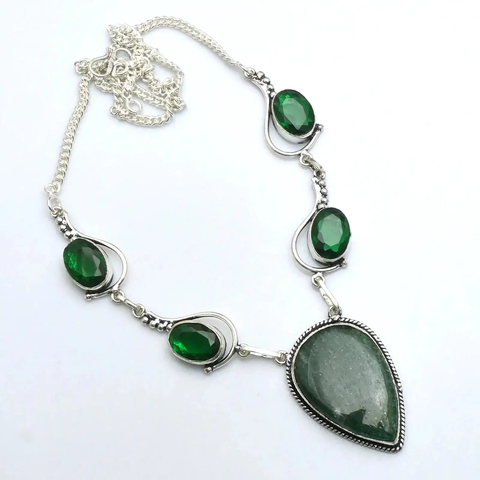 Green Aventurine Green Quartz Gemstone Handmade Necklace Jewelry 26 Gms ABC Jewelery