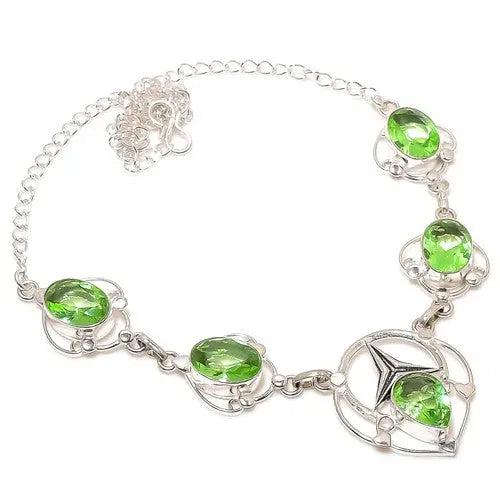 Green Tsavorite Gemstone Handmade 925 Sterling Silver Jewelry Necklace Size 18" ABC Jewelery