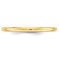 14KY 2mm Half-Round Wedding Band Size 6.5