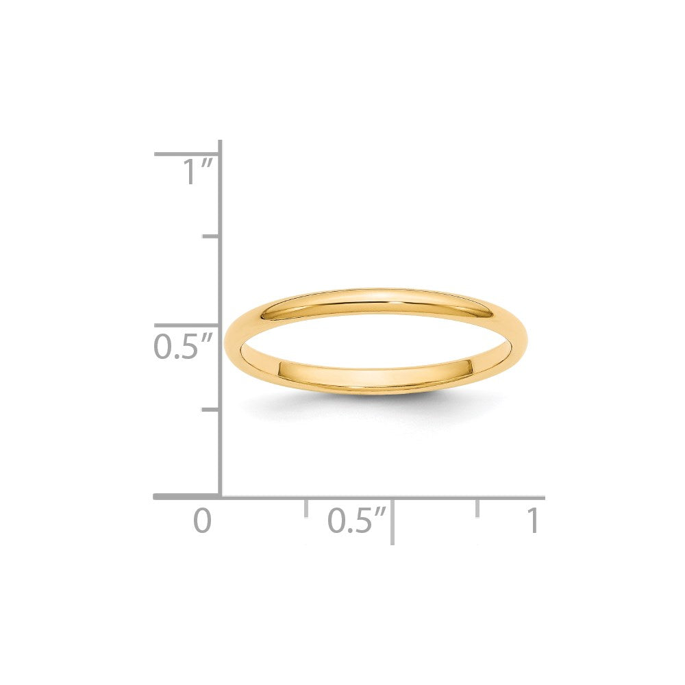 14KY 2mm Half-Round Wedding Band Size 4.5
