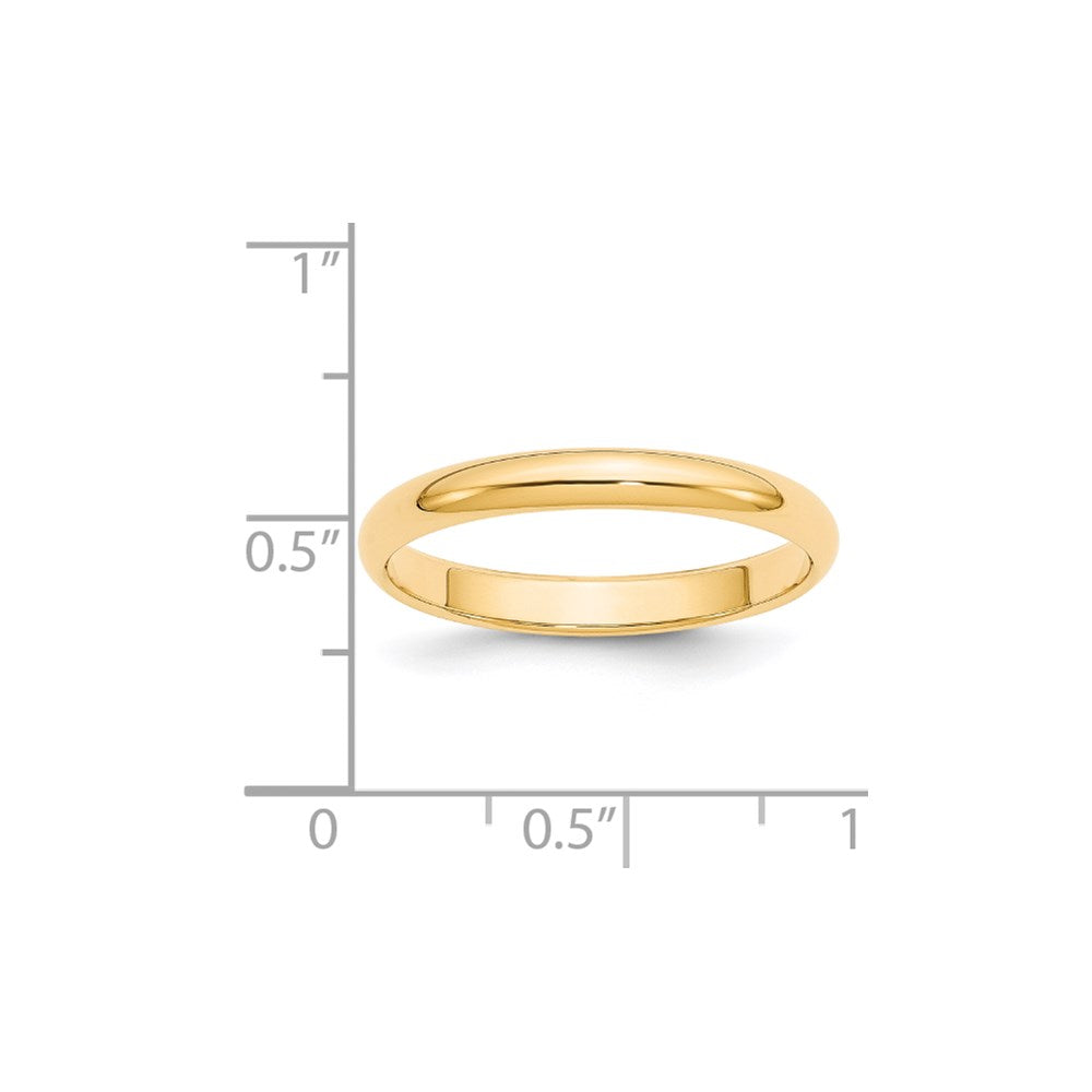 14KY 3mm Half-Round Wedding Band Size 11.5