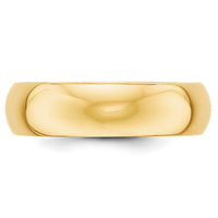 14KY 6mm Half-Round Wedding Band Size 10.5