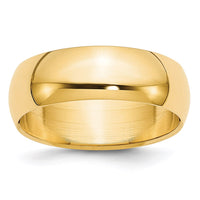 14KY 7mm Half-Round Wedding Band Size 6.5