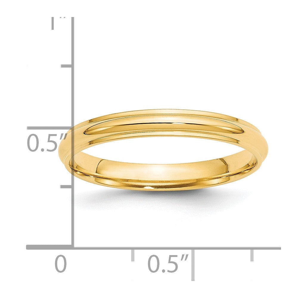 14KY 3mm Half Round with Edge Band Size 8
