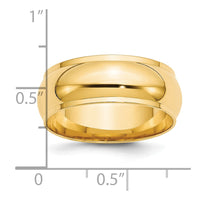 14KY 8mm Half Round with Edge Band Size 7.5