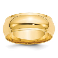 14KY 8mm Half Round with Edge Band Size 9.5