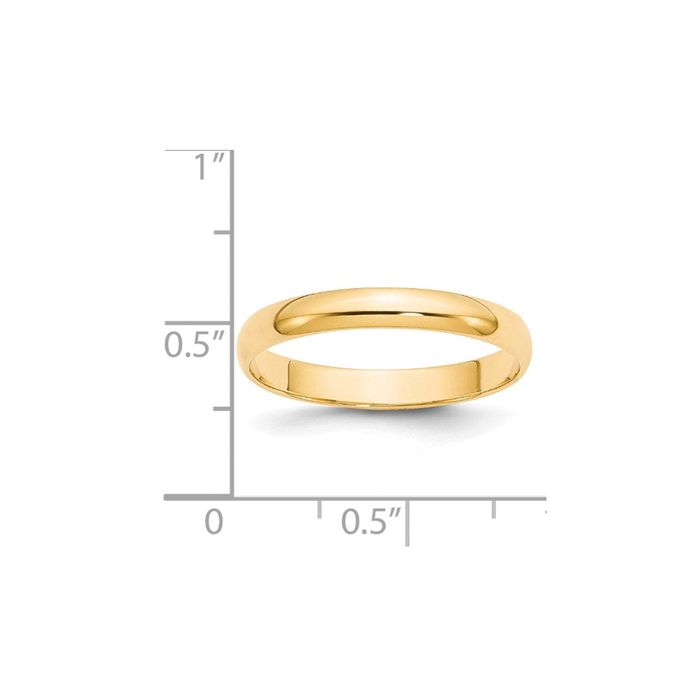 14KY 3mm LTW Half Round Band Size 12.5
