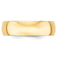 14KY 6mm LTW Half Round Band Size 13.5