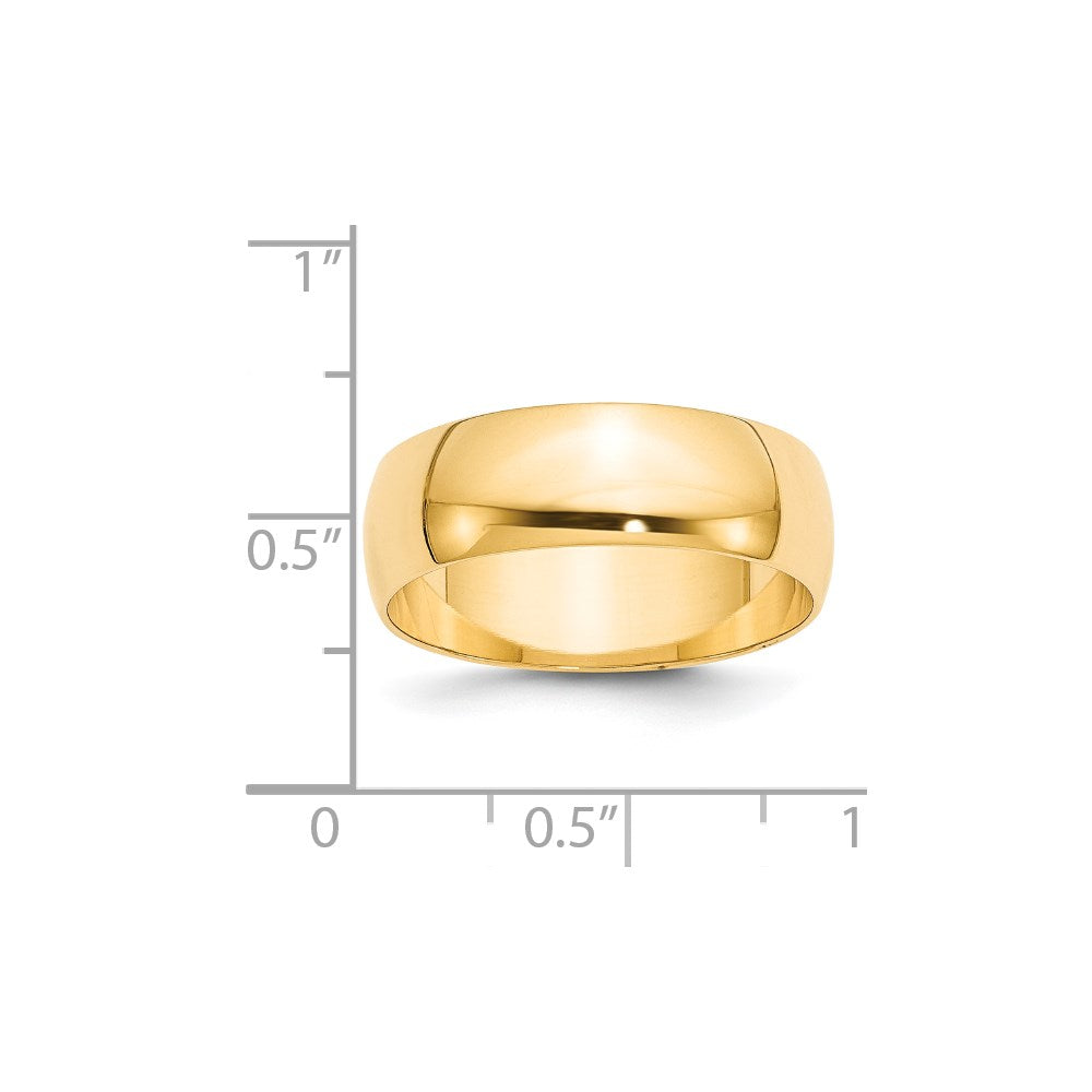 14KY 7mm LTW Half Round Band Size 4.5