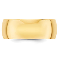 14KY 8mm LTW Half Round Band Size 13.5