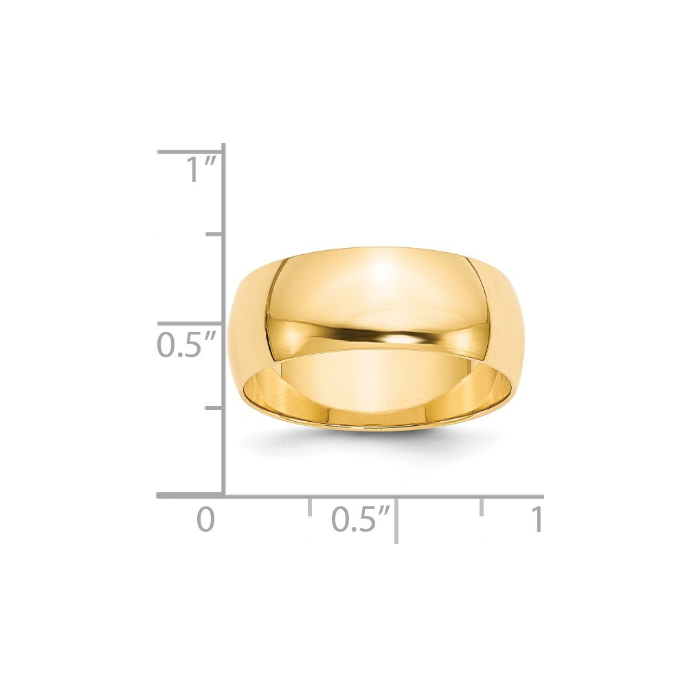 14KY 8mm LTW Half Round Band Size 9