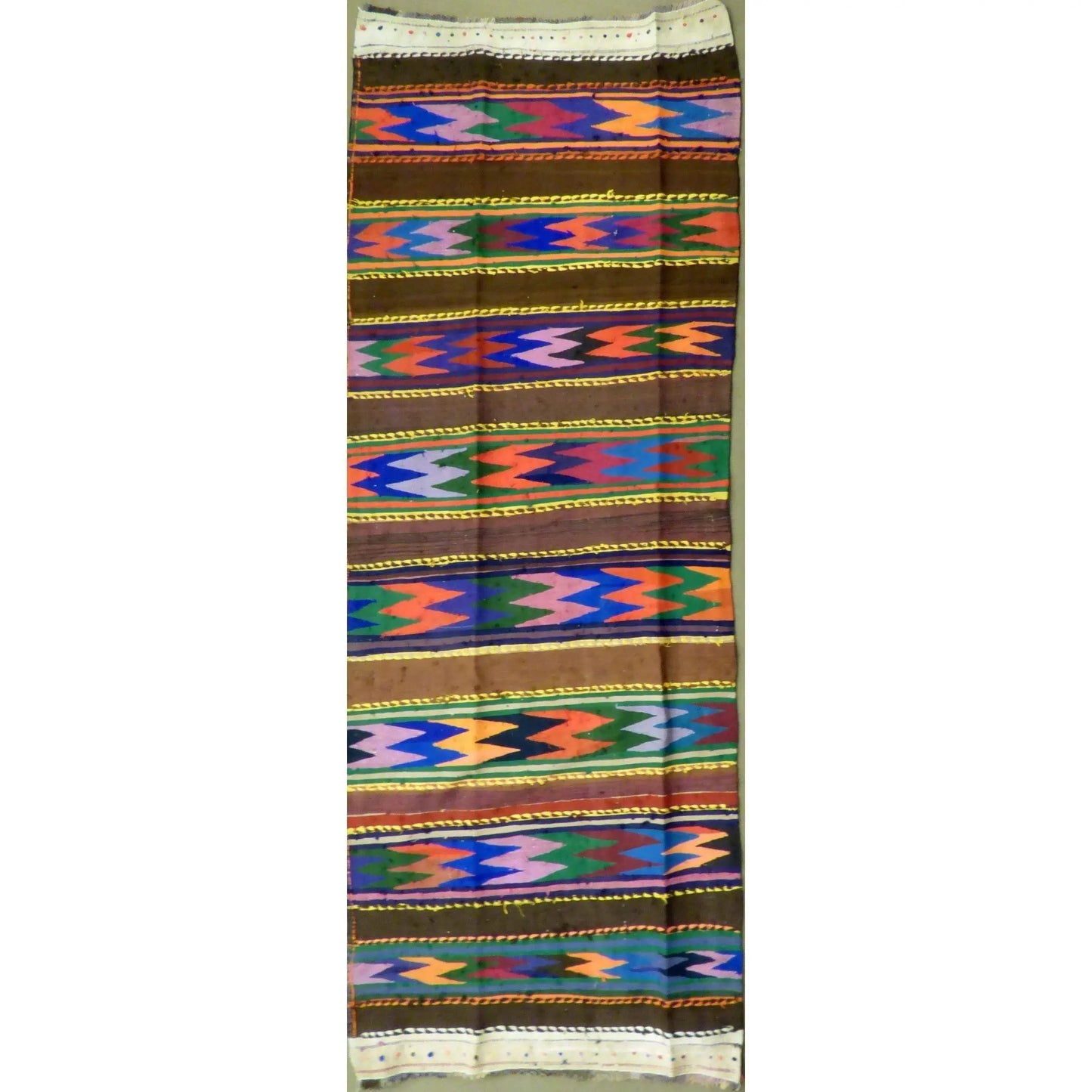 One Of The Kind Authentic Hand-Knotted Sanandaj Vintage Kilim 9'1" X 3'2"