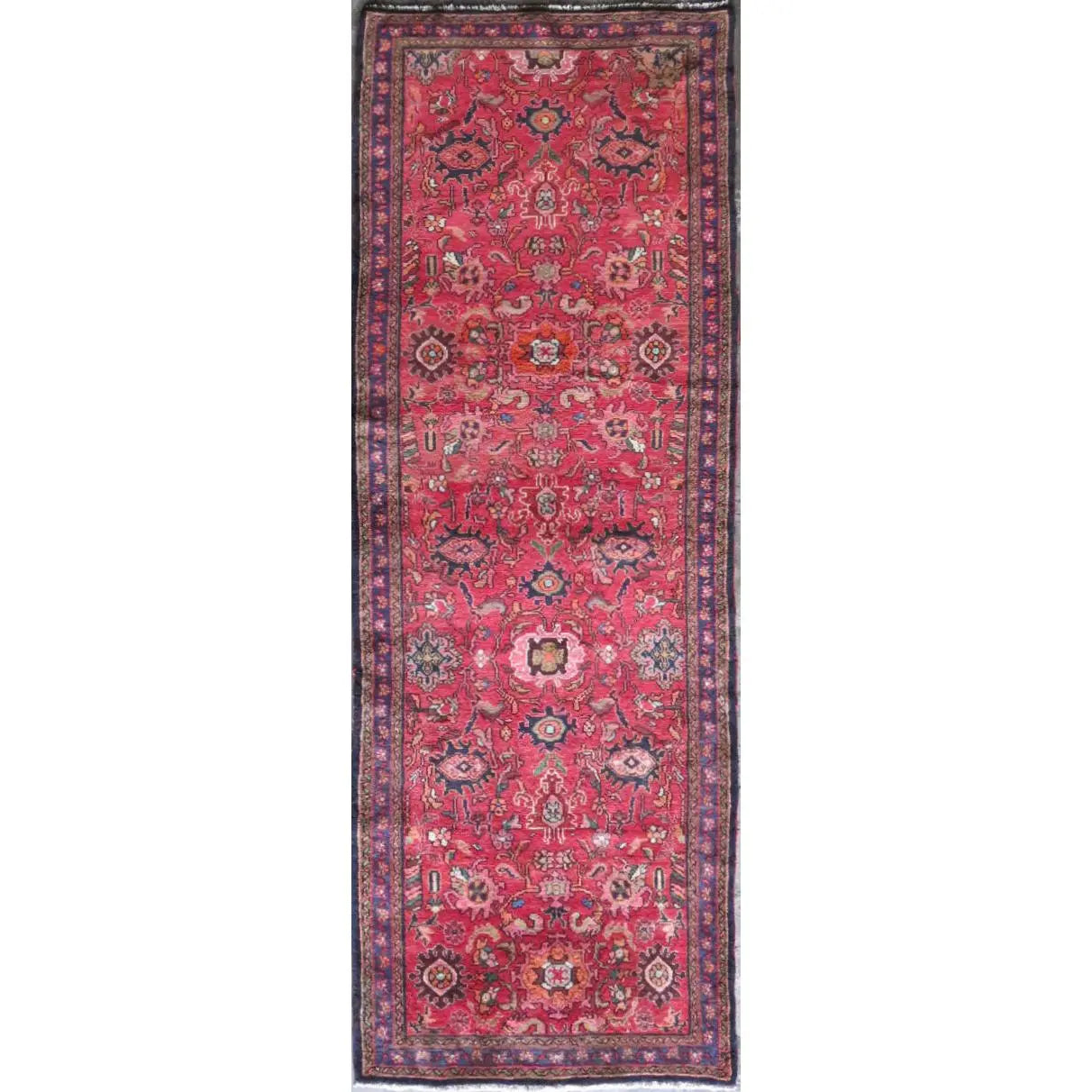 Hand-Knotted Persian Wool Rug _ Luxurious Vintage Design, 10'10" x 3'3", Artisan Crafted