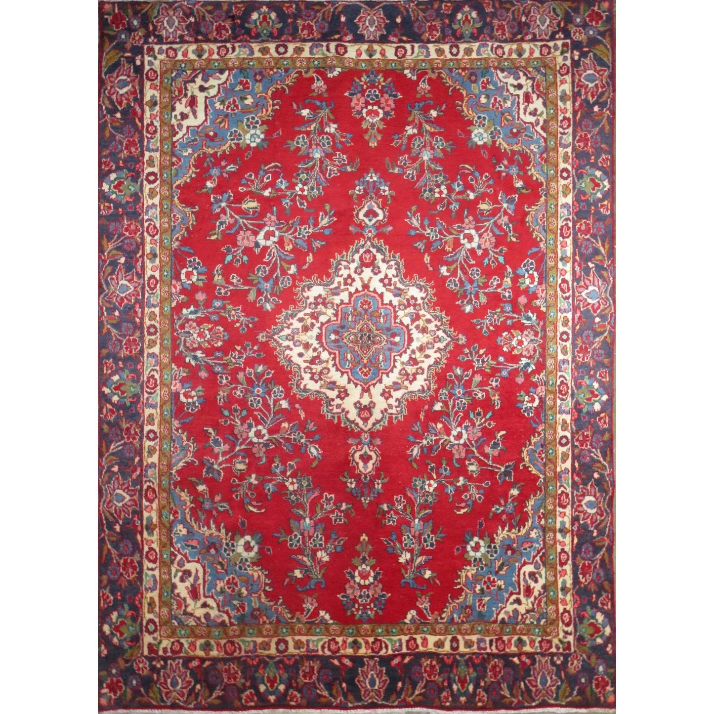 Hand-Knotted Persian Wool Rug _ Luxurious Vintage Design, 10'1" x 7'1", Artisan Crafted
