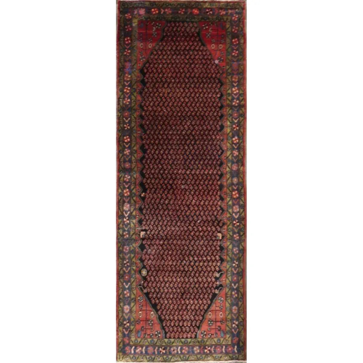 Hand-Knotted Persian Wool Rug _ Luxurious Vintage Design, 10'2" x 3'5", Artisan Crafted