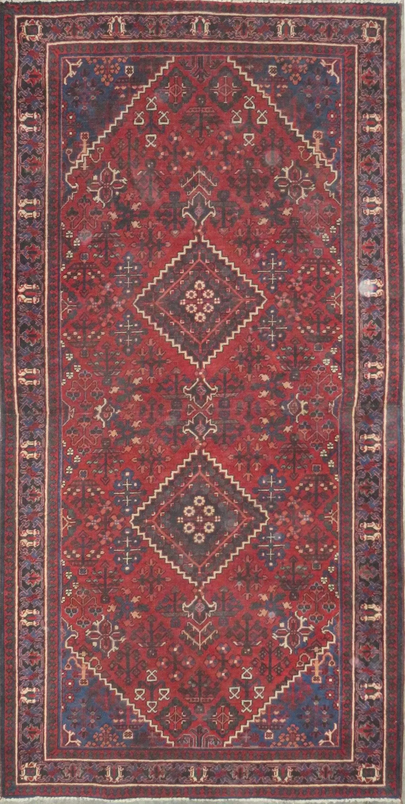 Hand-Knotted Persian Wool Rug _ Luxurious Vintage Design, 10'4" x 3'7", Artisan Crafted