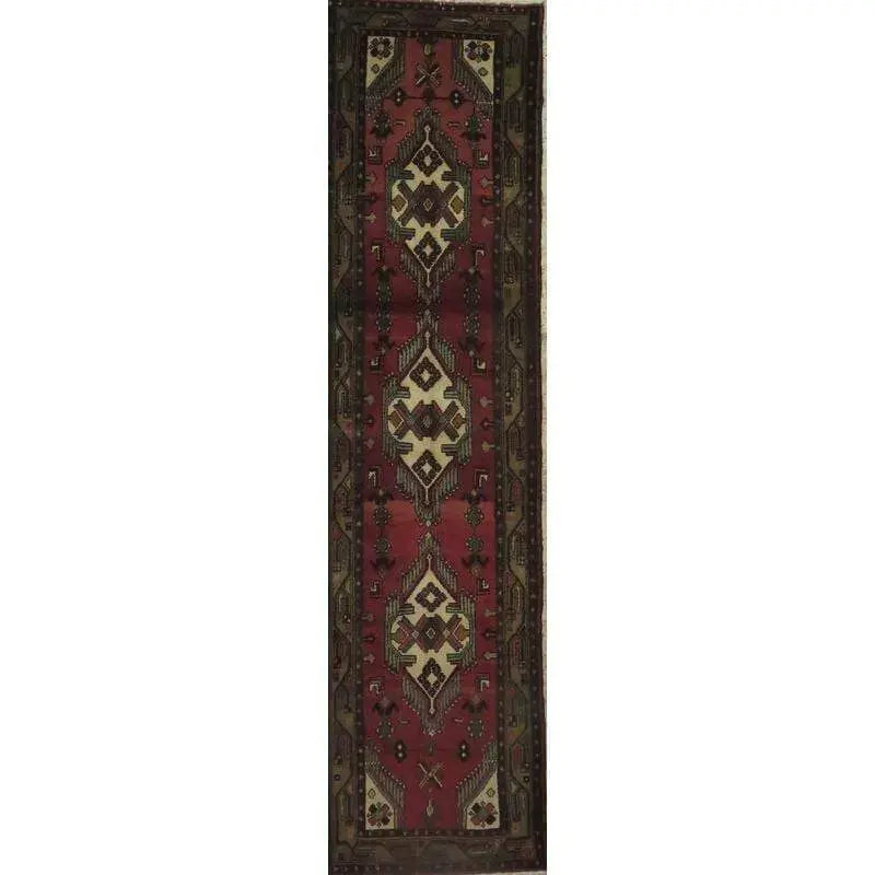 Hand-Knotted Persian Wool Rug _ Luxurious Vintage Design, 10'5" x 2'6", Artisan Crafted