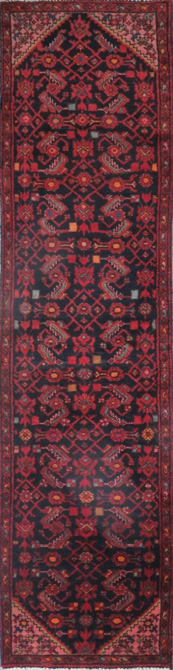 Hand-Knotted Persian Wool Rug _ Luxurious Vintage Design, 10'8" x 2'6", Artisan Crafted
