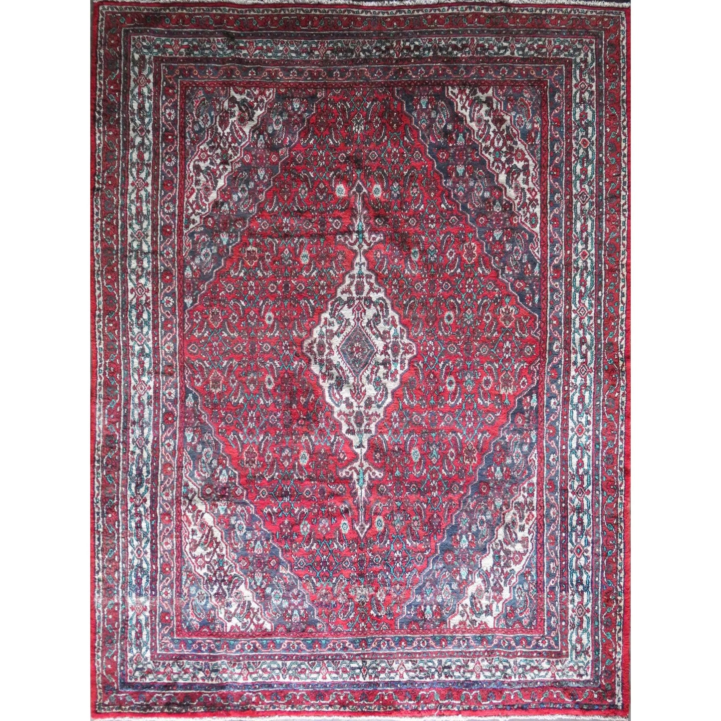 Hand-Knotted Persian Wool Rug _ Luxurious Vintage Design, 11'7" x 9'0", Artisan Crafted