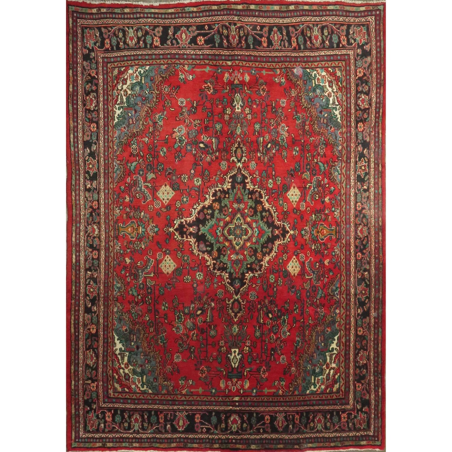 Hand-Knotted Persian Wool Rug _ Luxurious Vintage Design, 12'1" x 7'9", Artisan Crafted
