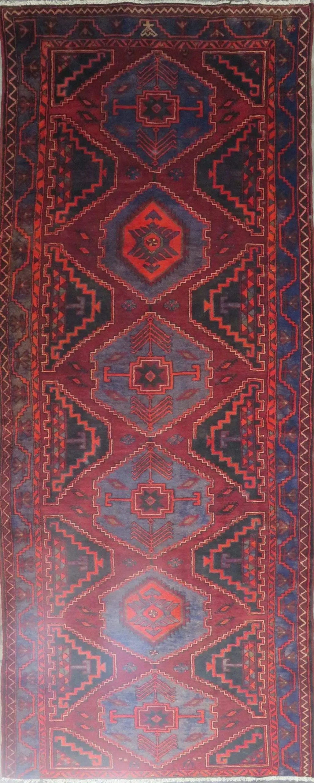 Hand-Knotted Persian Wool Rug _ Luxurious Vintage Design, 12'6" x 4'8", Artisan Crafted