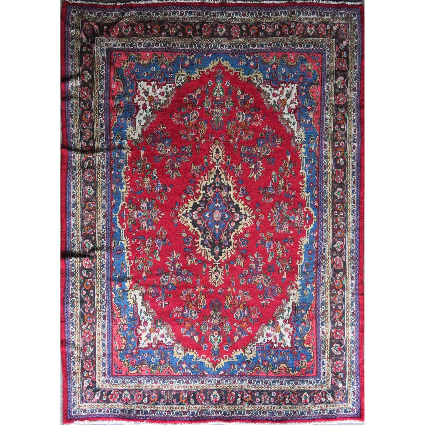 Hand-Knotted Persian Wool Rug _ Luxurious Vintage Design, 12'9" x 8'8", Artisan Crafted