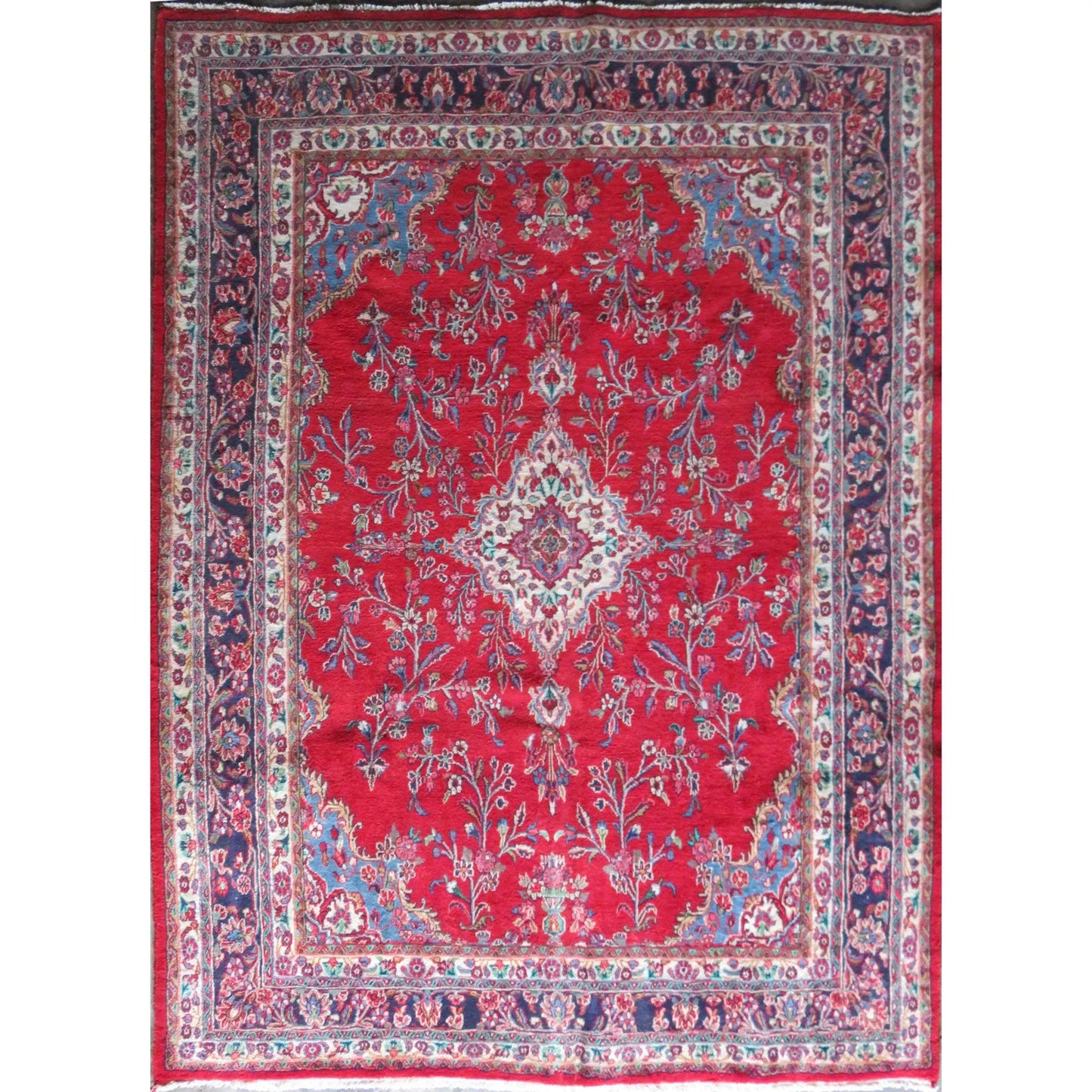 Hand-Knotted Persian Wool Rug _ Luxurious Vintage Design, 12'9" x 9'8", Artisan Crafted