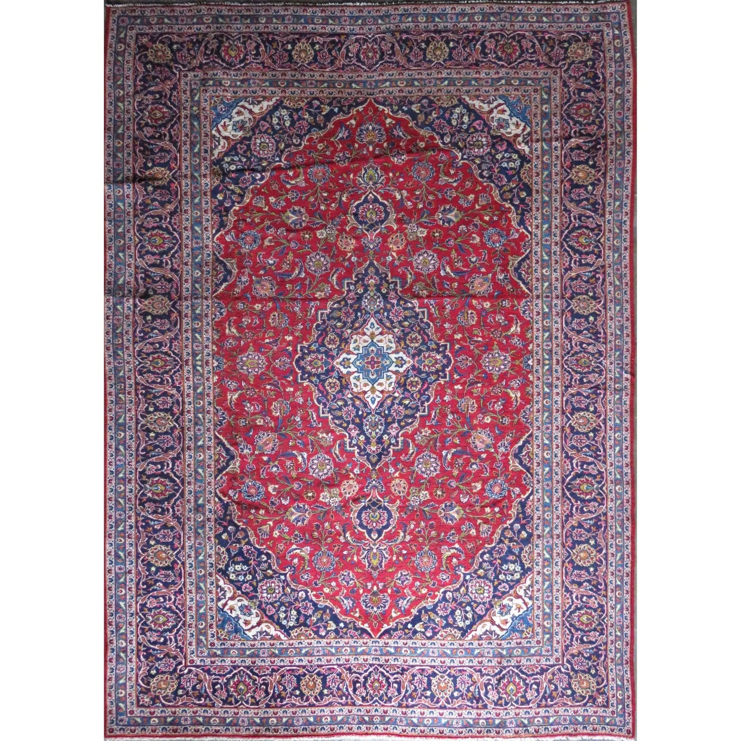 Hand-Knotted Persian Wool Rug _ Luxurious Vintage Design, 13'0" x 9'4", Artisan Crafted